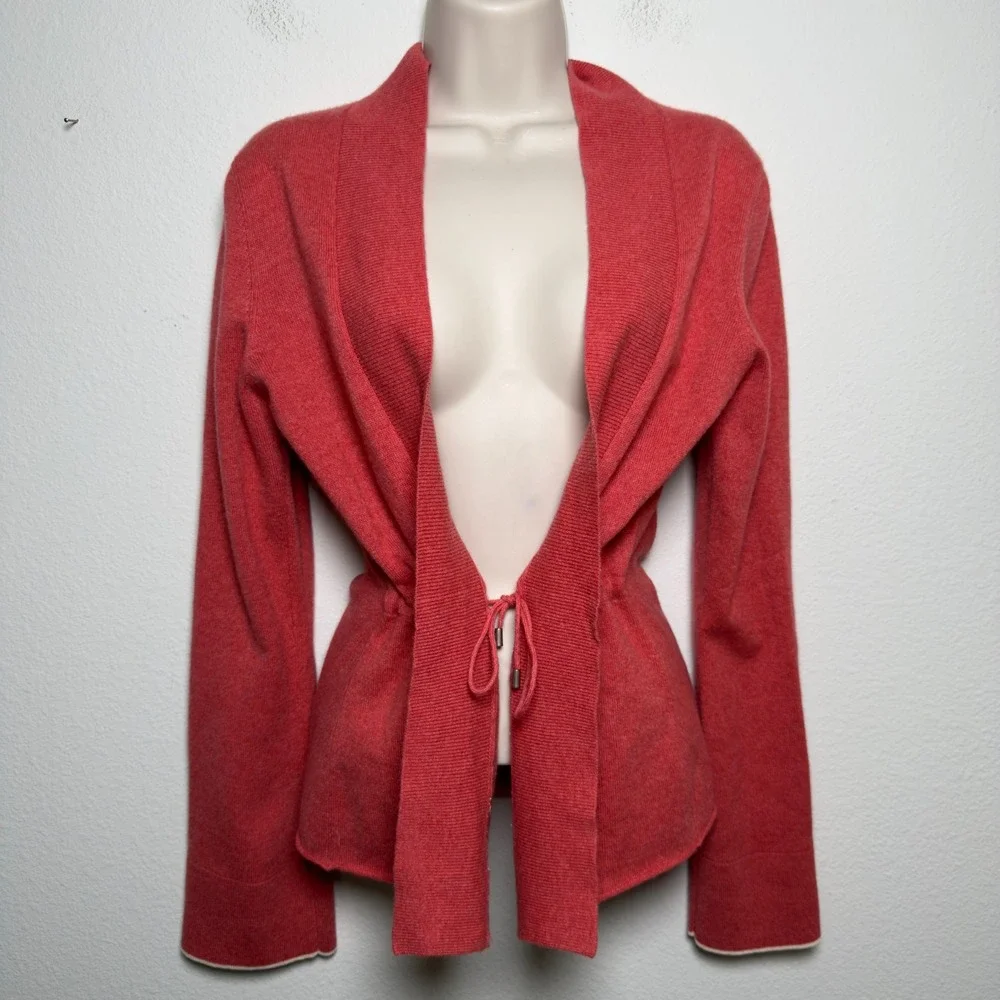 Brunello Cucinelli Women 100% Cashmere Cardigan‎ Sweater Medium Red Bell Sleeve